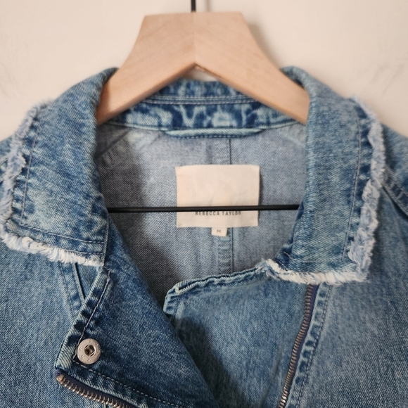 Rebecca Taylor | Washed Denim Cutoff Raw Hem Moto Jacket - Size M - Picture 6 of 14